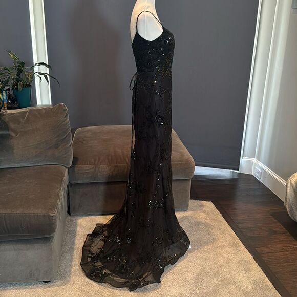 Women’s Black MermaidFit Sequins Party Prom Formal Dress LaceUp Back Size 4 - Picture 4 of 15